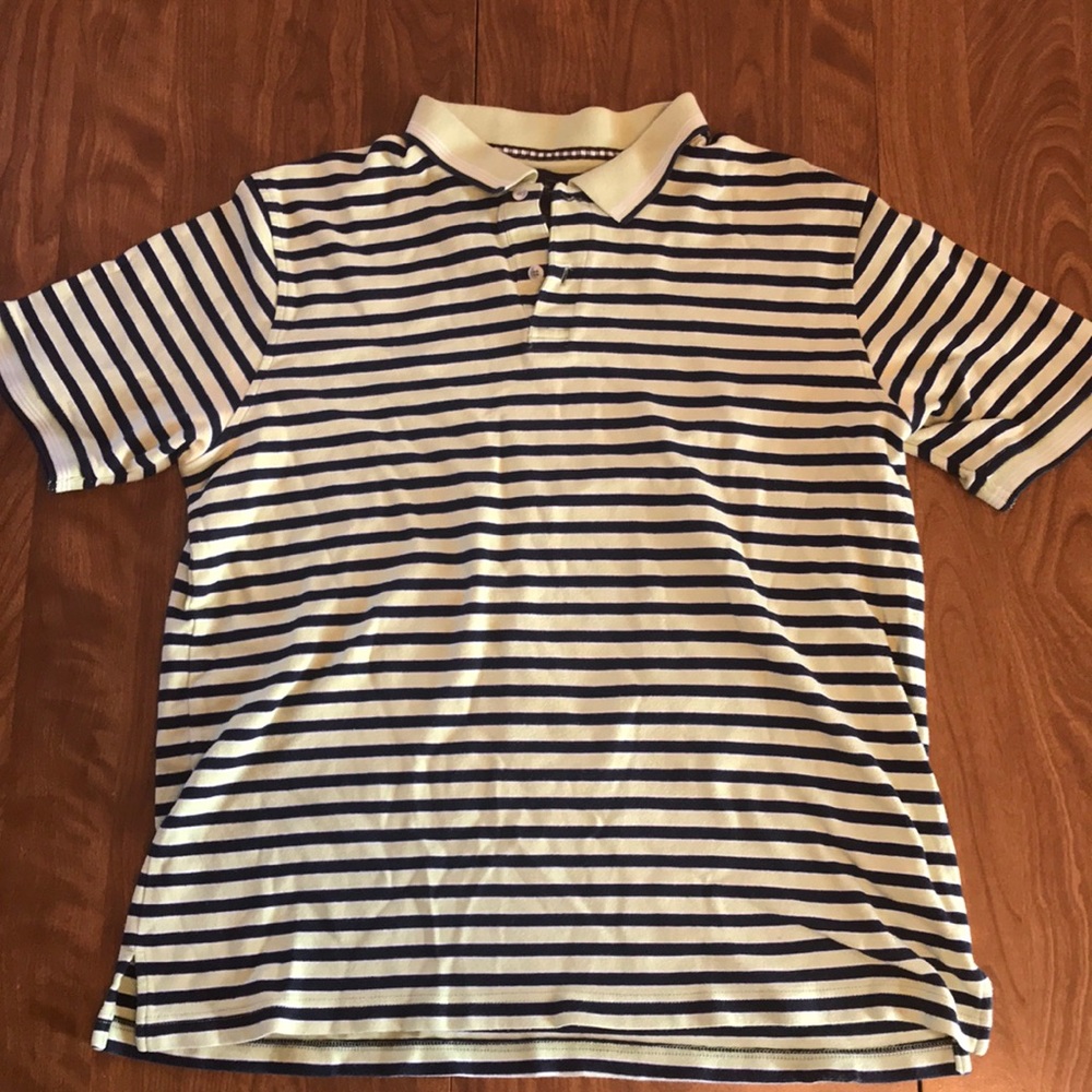 Black Brown 1826 Blue and Yellow Stripe Polo